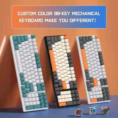 K3 Wired/USB 98 Keys Mechanical Gaming Keyboard RGB Backlit Ergonomic for PC/Mac - image 1 of 4
