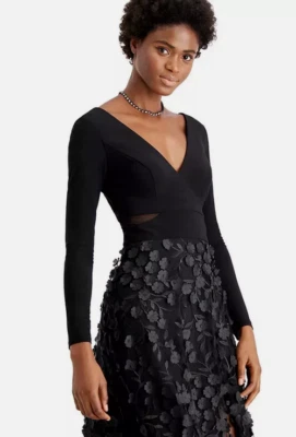 Vestido Xscape Melrose Corte Flor Talla 4 $269 Negro *1490 Foto 1 de 4