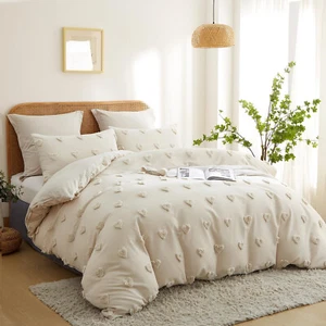 5 Psc Tufted Duvet Cover Cotton Bedding Zipper Comforter Quilt Dona Cover - Picture 1 of 10