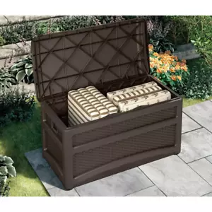 73 Gal. Resin Deck Box Large Outdoor Storage Unit with Handles and Wheels Patio - Picture 1 of 4