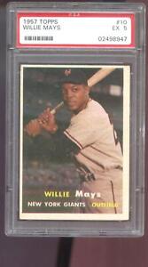 1957 Topps #10 Willie Mays New York Giants PSA 5 Graded Baseball Card MLB