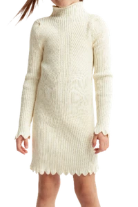 Vestito in Maglia Salma Cream Bambina Elegante con Collo Alto e Maniche Lunghe - Imagen 1 de 3