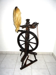 Rueda giratoria de madera antigua Spinner máquina giratoria vintage rueda giratoria alrededor de 1900 - Imagen 1 de 12