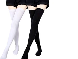 Neu schlichte Damensocken oberschenkelhoch Damenstrümpfe Mädchensocken - Bild 1 von 3