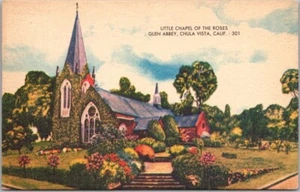 CHULA VISTA, California Postcard "Little Chapel of the Roses - Glen Abbey" 1940s - Picture 1 of 2