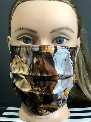 Face Mask Adult Unisex OS Handmade Reusable Washable Horse Lovers MultiColor New - Image 1 of 4