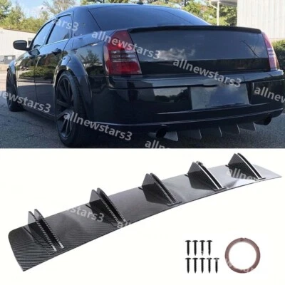 For Chrysler 300 SRT8 300C Carbon Fiber Rear Lip Bumper Diffuser 5 Fin Spoiler Foto 1 de 4