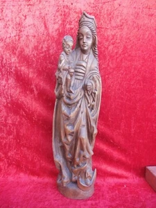 Belle, vieux Chiffre en Bois, Madone, 75,5cm - Afbeelding 1 van 5