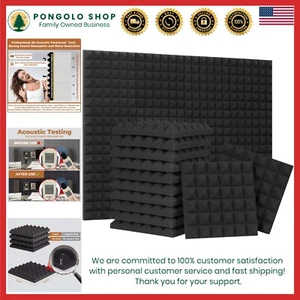 High-Density Sound Absorption Panels - 24 Pack Pyramid Foam for Wall/Ceiling - Picture 1 of 10