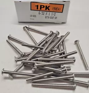 New 6/32 x 1 1/2" Button Socket Cap Screw, 18-8 Stainless Steel (50ea) - Picture 1 of 3