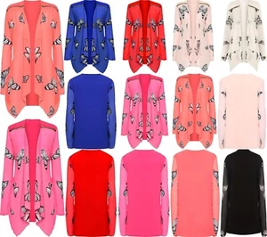 Chiffon-Cardigan Damen vorne offen Schmetterlingsdruck Übergröße Wasserfall Cardigan - Bild 1 von 14