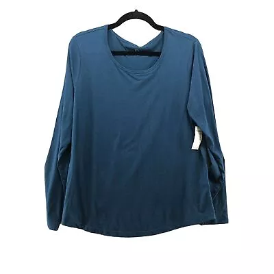 Camiseta Feminina Manga Longa Dress Barn Azul G Decote Redondo Modal Blend Elástica Nova com etiquetas - Imagem 1 de 4
