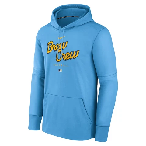 Milwaukee Brewers Nike City Connect Pregame Performance Pullover Hoodie Men's Cover