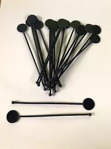 BLACK PLASTIC DISC TWIZZLERS STIRRER STICKS 178mm Long Cocktail Drinks 20 Multi - Picture 1 of 5