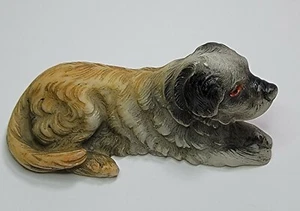 Puppy Dog Retriever Lab Figurine Hard Plastic Resin Figurine Laying pet shaggy - Picture 1 of 7