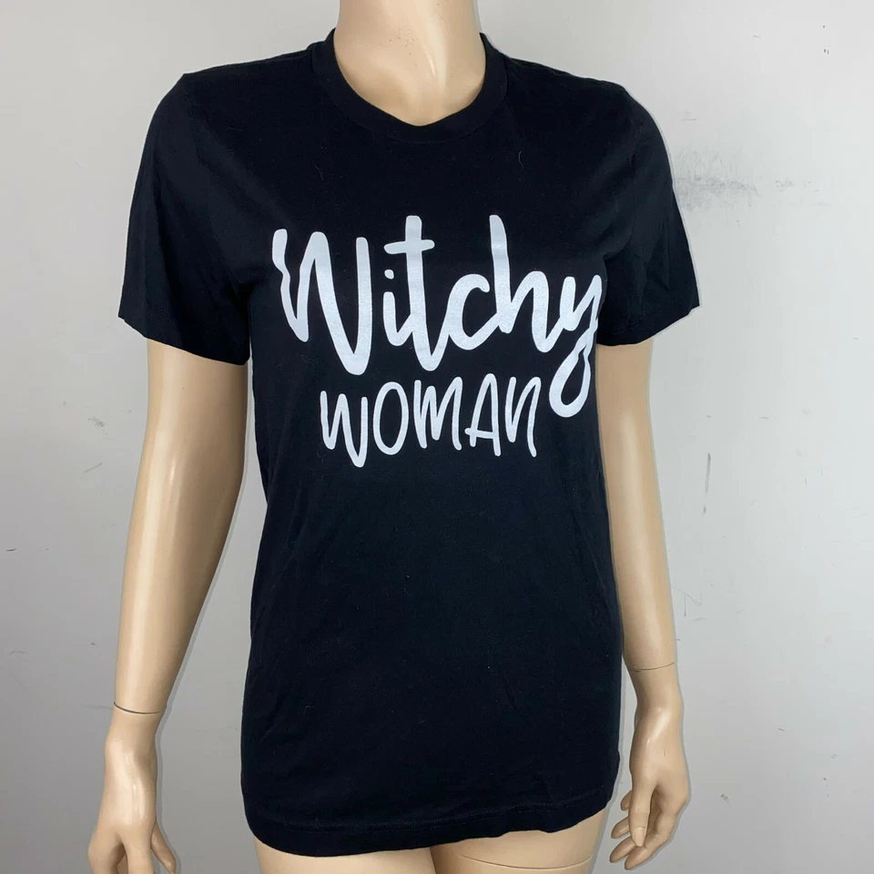 Witchy Woman T-Shirt Womens Black White Short Sleeves The Eagles Band Music S - Image 1 of 4