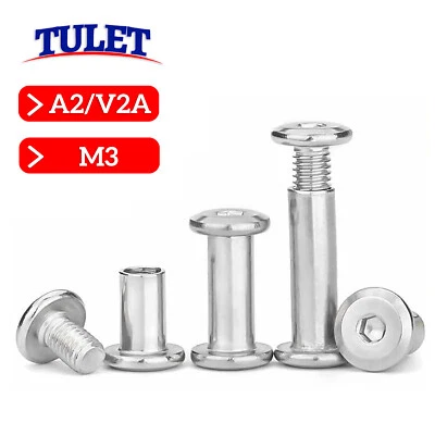 Möbelschrauben Flachkopfschrauben Hülsenmuttern M3 Edelstahl V2A Innensechskant - Bild 1 von 4