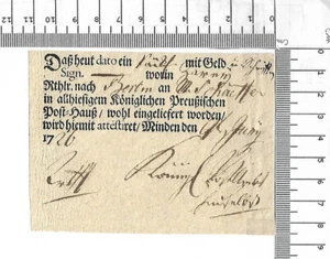 1726 Minden Ortsdruck Postschein für Geldsendungen nach Berlin ; 61970 - Bild 1 von 2