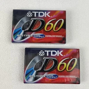 TDK D60 High Output Blank Audio Cassette Tape IECI/Type I - Lot of 2 - Picture 1 of 2