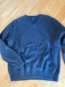 MEN'S LANDS END V-NECK SWEATER CHARCOAL GRAY SIZE LARGE - Picture 1 of 2