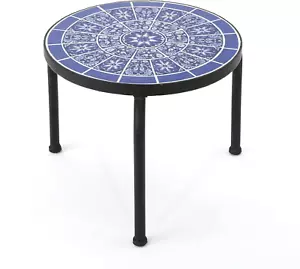 Christopher Knight Home Slate Outdoor Ceramic Tile Side Table with Iron Frame, B - Picture 1 of 12