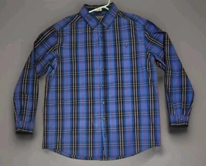 C.E. Schmidt Abbigliamento da lavoro a quadri manica lunga con bottoni blu rosso marrone bella camicia - Foto 1 di 5