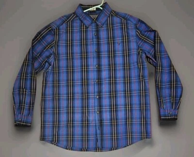 C.E. Schmidt Workwear Plaid Long Sleeve Button Up Blue Red Tan Nice Shirt - Image 1 of 4
