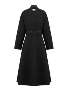DIOR $7100 Black Wool Belted Coat New & Authentic - Picture 1 of 2