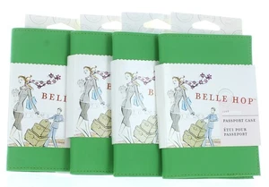 Lote de 4 maletas de viaje Belle Hop de cuero verde con soporte para pasaporte - Imagen 1 de 4