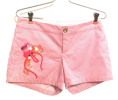 LILY PULITZER  sz 2 | Callahan Party Short, Pink Striped w/ Sequined Octopus - Image 1 of 4
