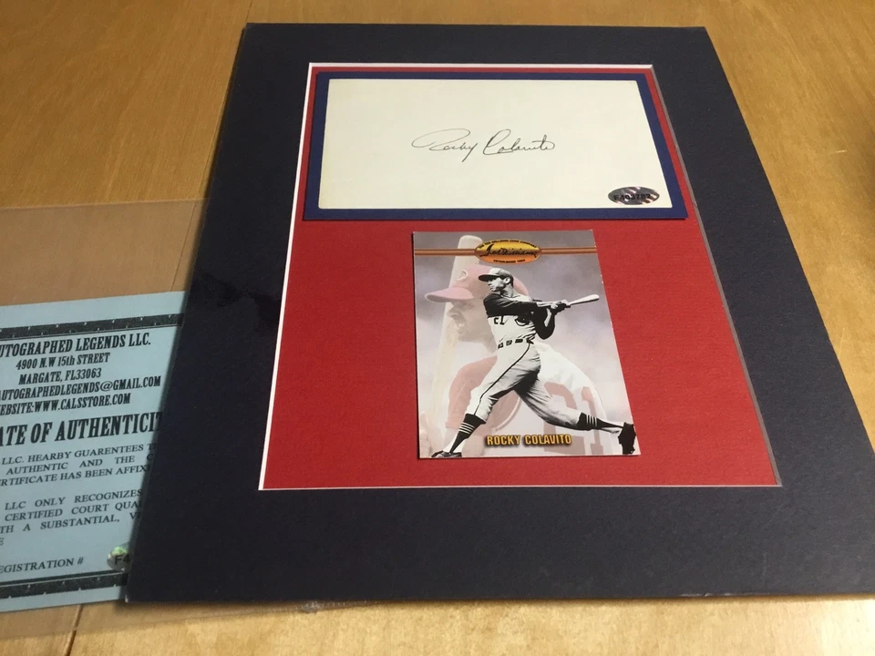 Rocky Colavito, Indios de Cleveland, índice de autógrafos, mate, certificado de autenticidad Foto 1 de 1
