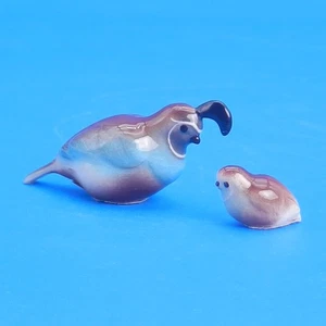 Hagen Renaker Miniature QUAIL PAPA & BABY Vintage Bird Figurine Set - Picture 1 of 6