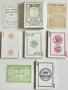 Antico gioco di carte HTF 1925 COIN CARDS CO Std. Ed. WATER VALLEY MS & MEMPHIS TN - Foto 1 di 20