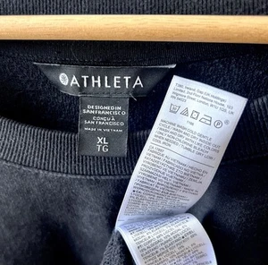 ATHLETA Black Balance Sweatshirt Pocket Ribbed Athleisure Dress Size XL - Picture 1 of 7