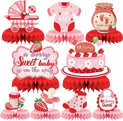 Strawberry Baby Shower Decorations - 9PCS Berry Sweet Red  - Image 1 of 4