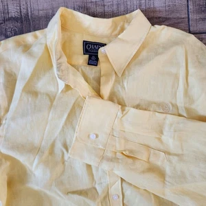 Chaps Classics Damen Langarmhemd gelb Gr. XL 100% Leinen Knopfleiste - Bild 1 von 10