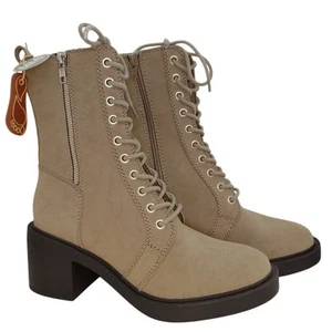 Mia beige Damen-Schnürstiefel mit klobigem Absatz – Größe 8 neu mit Etikett - Bild 1 von 7