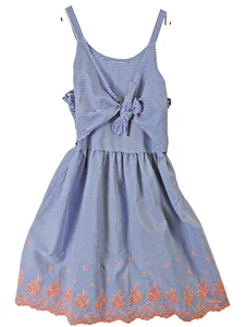 Iris & Ivy Girls sz 16 Blue Striped Floral Hem Summer Dress Beachy Vacation Fun - Picture 1 of 13
