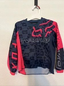 Fox Jersey Youth XS 180 Langarm Racing Shirt blau und pink - Bild 1 von 2
