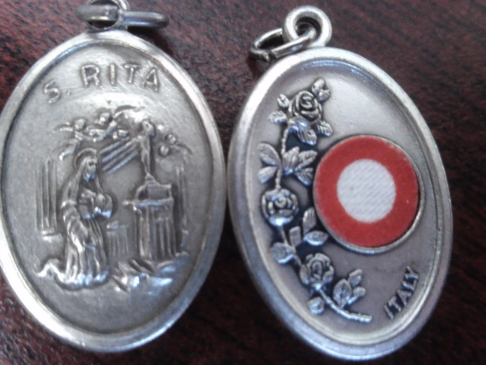 Rare Saint St Rita of Cassia Medallion from Rome Ex Indumentis Relic fr clothing - Image 1 of 1