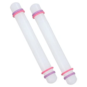 2Pcs Plastic Rolling Pin Safe Sturdy Plastic Nonstick Surface Wide Applica Kit - Picture 1 of 12