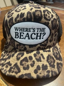 Sombrero de camionero ajustable Jersey Shore Where's The Beach Leopardo ~NUEVO~ - Imagen 1 de 3