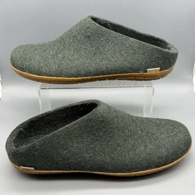 Glerups 100% Wool Slippers Men’s Size US 16 EU 50 Gum Rubber Soles Green WORN 1x - Image 1 of 4