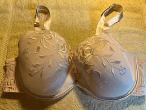 Sweet Nothings Bra 40C Beige Plunge UW Lined 8040 Embroidered Cup Maidenform - Picture 1 of 10