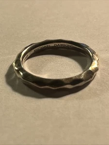 Michael Dawkins Sterling Silver Hammered Band Ring Size 8 - Picture 1 of 5