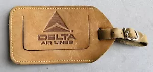 Targhetta identificativa bagaglio Delta Airlines in pelle marrone - logo widget - Foto 1 di 2