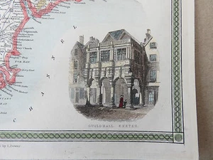 Devonshire Map by Thomas Moules (Engraved by I. Dower) - c.1840’s - Picture 1 of 12
