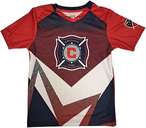 MLS Chicago Fire Football Club Boy's Poly Jersey T-Shirt Small 6/7 Cover