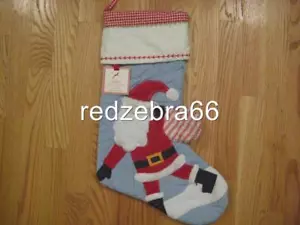 Pottery Barn Kids Santa w/Gift Bag Christmas Icon Quilted Stocking No Name NWT - Picture 1 of 1