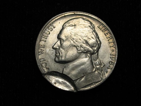 1984 P JEFFERSON NICKEL ERROR ~ INDENT ~ RR EDGE ~ BROADSTRUCK ~ NICE ERROR TYPE Cover